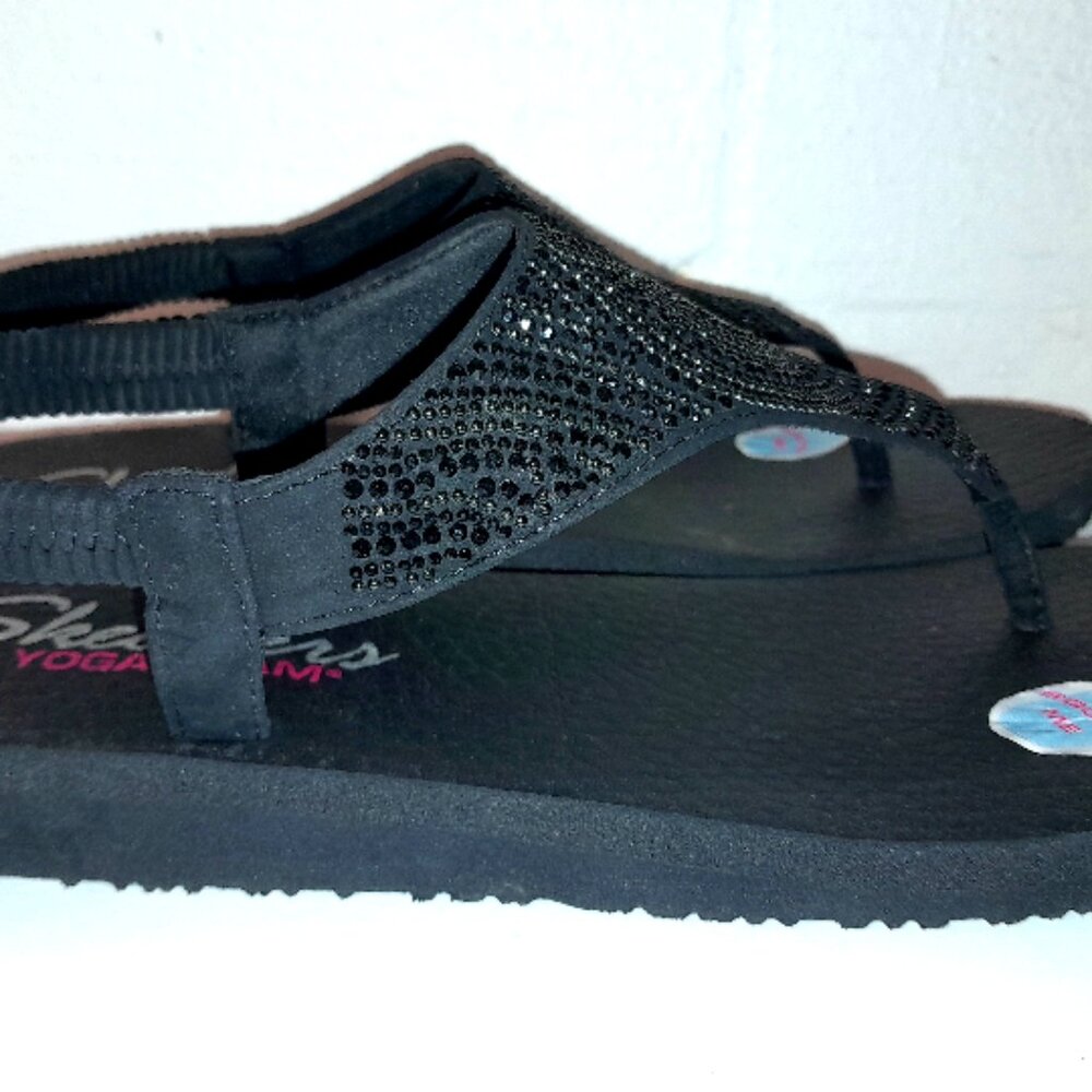 Skechers Yoga Foam Women's Size 10 Black Sparkle Sandals NEW w Tags - Picture 3 of 6